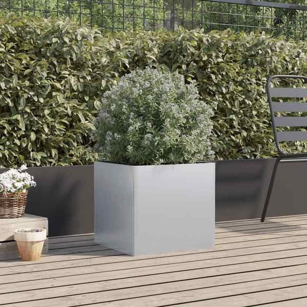 Maison Exclusive - Silverfärgad kruka 49x47x46 cm galvaniserat stål