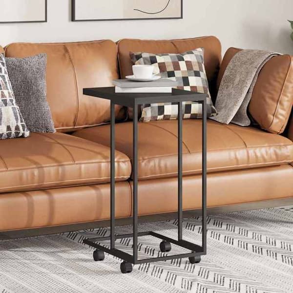 Maison Exclusive - Sidebord med hjul Sort 40x30x63,5 cm Ingeniørtræ