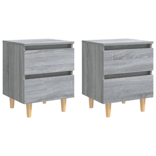 Maison Exclusive - Sängbord med träben 2 st Sonoma grå 40x35x50 cm