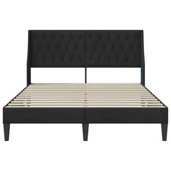 Sengestel - EKSKLUSIV HUS - 140 x 200 cm - Sort - Velour - Lamelseng Svart