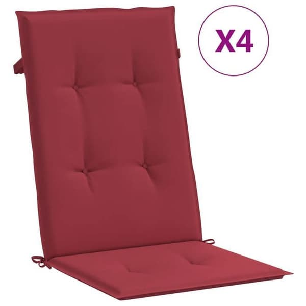 Stolepuder - EKSKLUSIV HUS - Høj ryg - Sæt af 4 - Bordeaux - UV-bestandig polyester Bordeaux