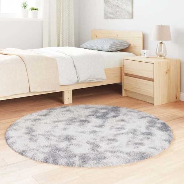 Shaggy matta - MAISON EXCLUSIVE - NAVARRA - Grå silver - 120x120 cm - Halkskydd silvergrå