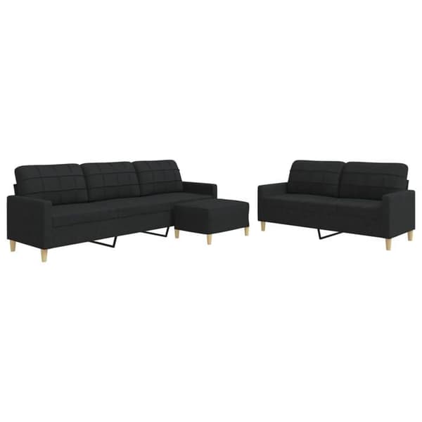 Maison Exclusive - 3 kpl:n sohvasetti mustalla kangaspuffilla