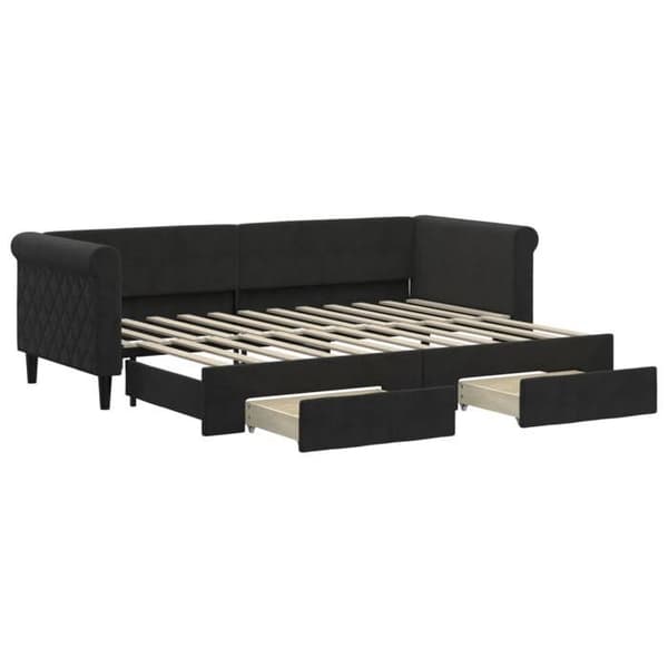 Maison Exclusive - Sovesofa med udtræk og skuffer uden madras sort 80x200 cm