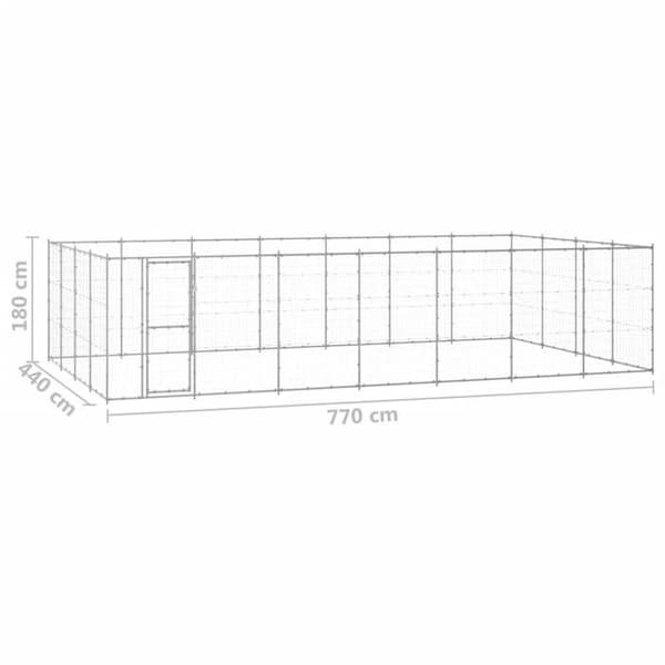Utomhuskennel - Exklusivt hus - Galvaniserat stål - 770×440×180 cm (33,88 m²) - Låsbar dörr silver-