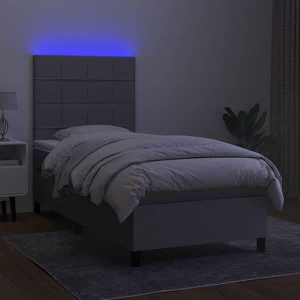 Maison Exclusive - Seng med lameller og madras samt LED Lys Grå 100x200 cm