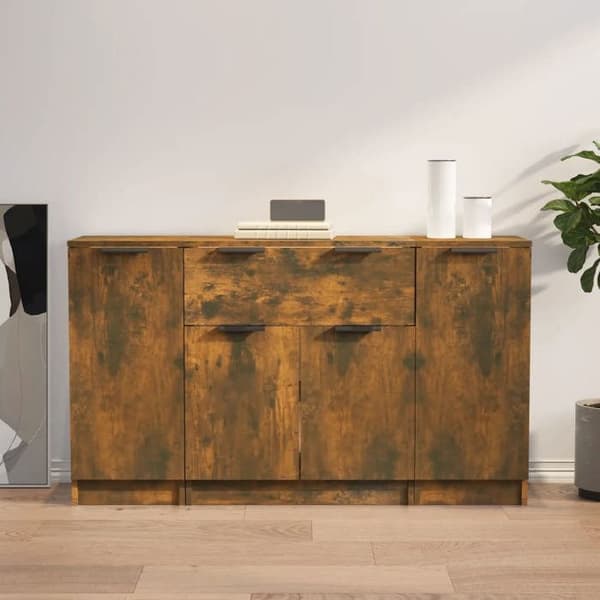 Maison Exclusive - 3 kpl savupähkinä engineering-puusta valmistettu buffet Rökt ek