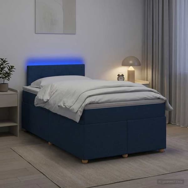Maison Exclusive - Boxspring säng med madrass Blå 120 x 190 cm Tyg Blå