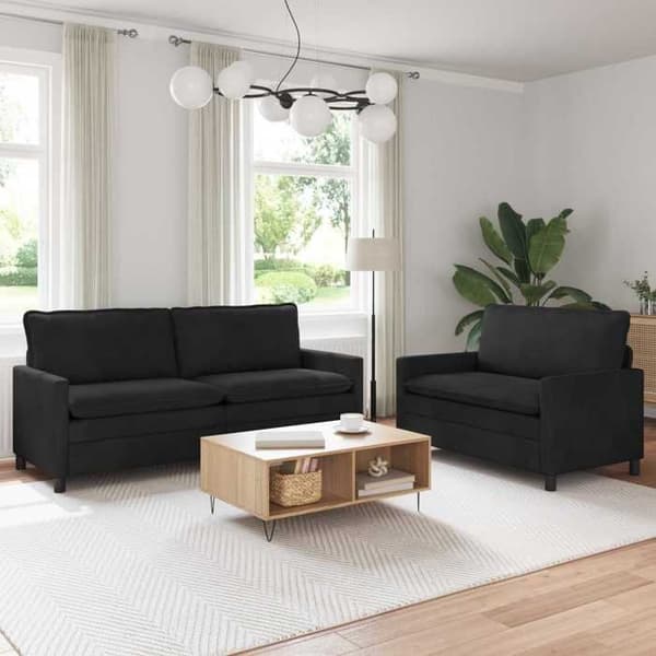 Maison Exclusive - 2-delars Soffgrupp i Svart Sammet
