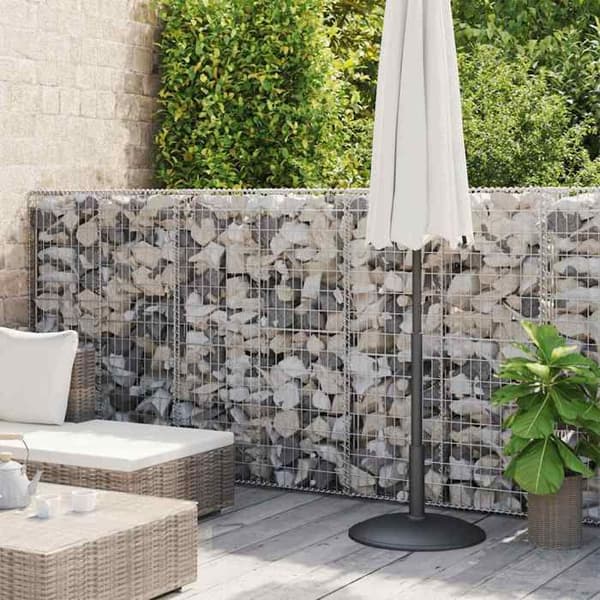 Exklusivt hus - Gabionvägg med galvaniserade stålskydd 900 x 50 x 150 cm silver-