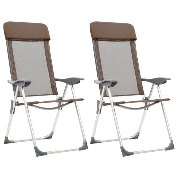 Maison Exclusive - Samling af 2 brune sammenklappelige campingstole i aluminium