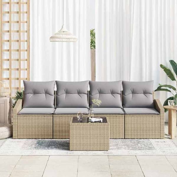 Maison Exclusive - 5 osan sohvasetti beige ja harmaa polyrottinki