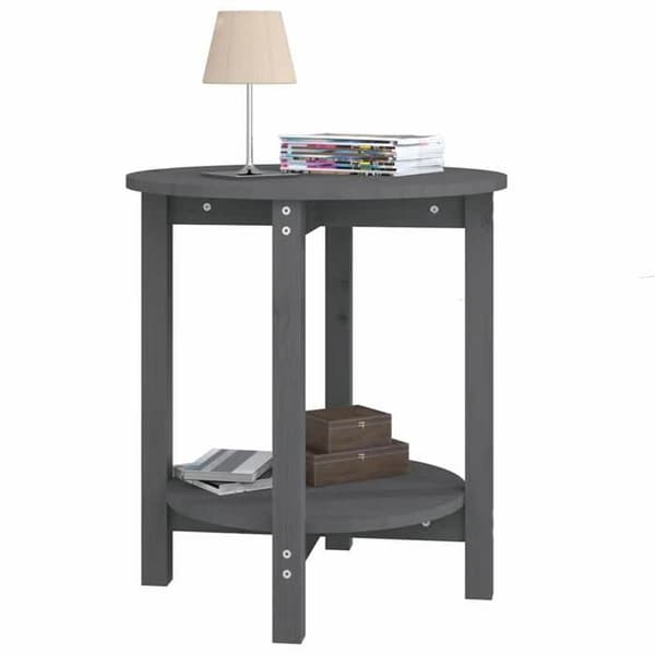 Soffbord - EXKLUSIV HEM - Ø55 x H60 cm - Massivt furu - Rund - Grå Grå