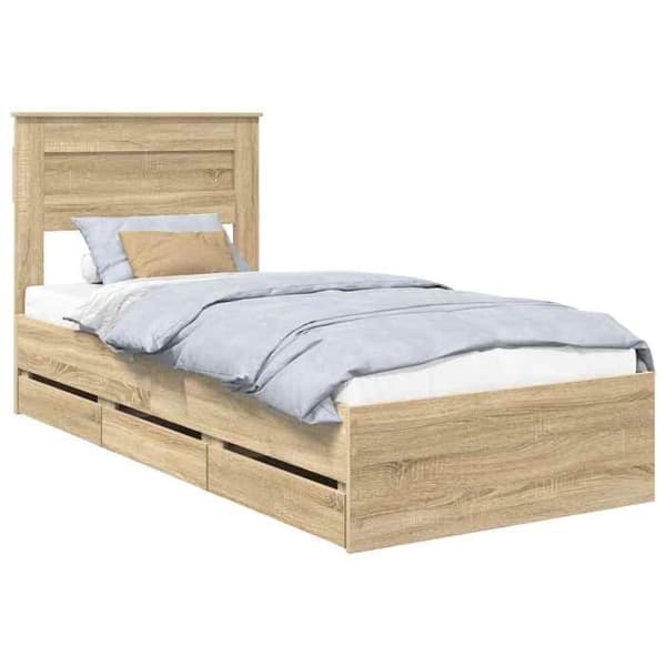 Maison Exclusive - Sängram Ek Sonoma 75 x 190 cm Ingenjörsträ