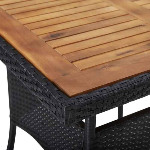 Maison Exclusive - Utomhusbord i svart flätad resin och solid akaciaträ