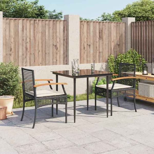 Maison Exclusive - Trädgårdsset med kuddar 3 delar Svart Sort