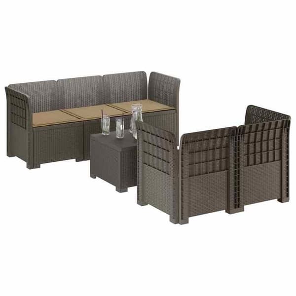 Havemøbel - EKSKLUSIVT HUS - 5 pladser - Rattan-look PP - UV-resistent - Polypropylen struktur - Grå
