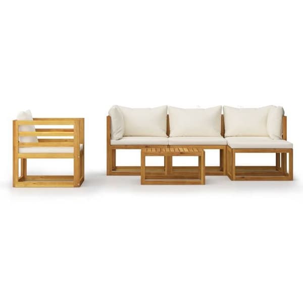 Maison Exclusive - Trädgårdsmöbler 6 delar med kuddar Creme Solid akaciaträ