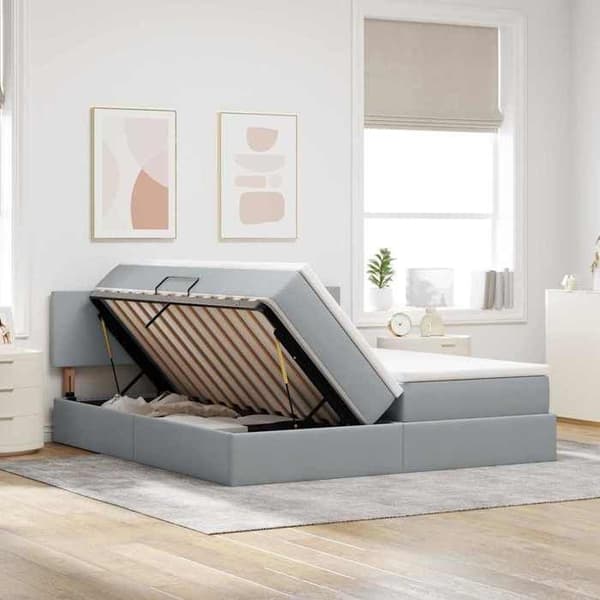 Maison Exclusive - Opbevaringsseng Lys Grå 180 x 200 cm Syntetisk Læder Ljusgrått