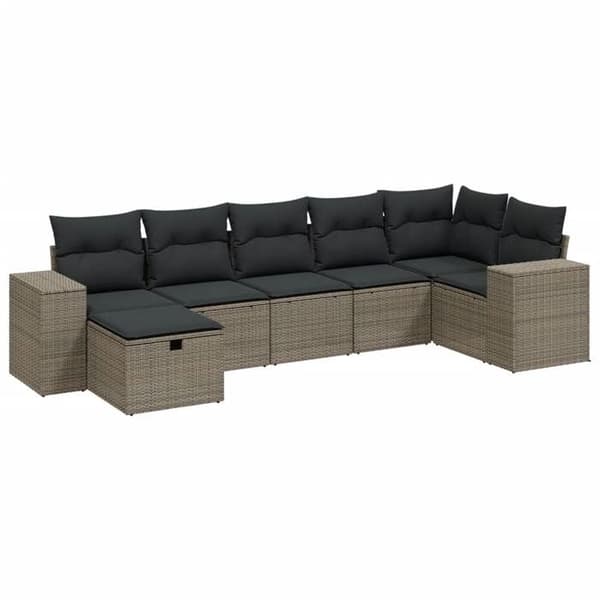 Maison Exclusive - Trädgårdsmöbler med kuddar 7 delar ljusgrå flätad resin