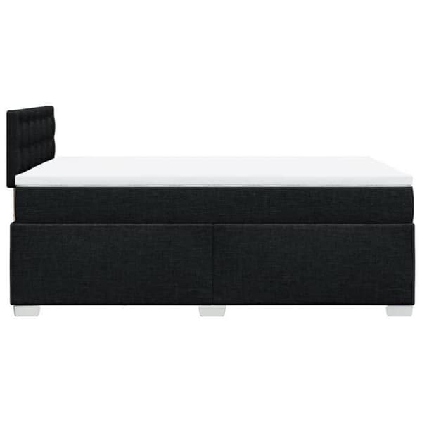 Maison Exclusive - Sengebund med lameller og sort madras 120x190 cm stof