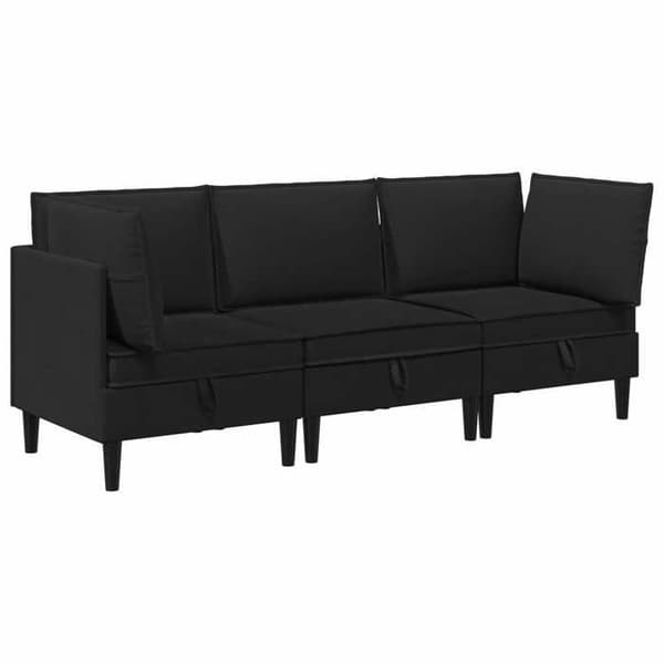 Stue sæt - MAISON EXCLUSIVE - 3 dele sæt - Sort - 100% polyester stof - Krydsfiner Svart