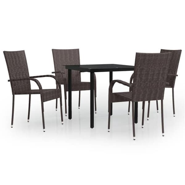Maison Exclusive - Have spisebordssæt 5 stk Brun og sort