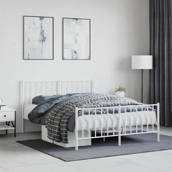 Sengestel - EKSKLUSIV HUS - Klassisk - Metal - Hvid - 140x190 cm Vit
