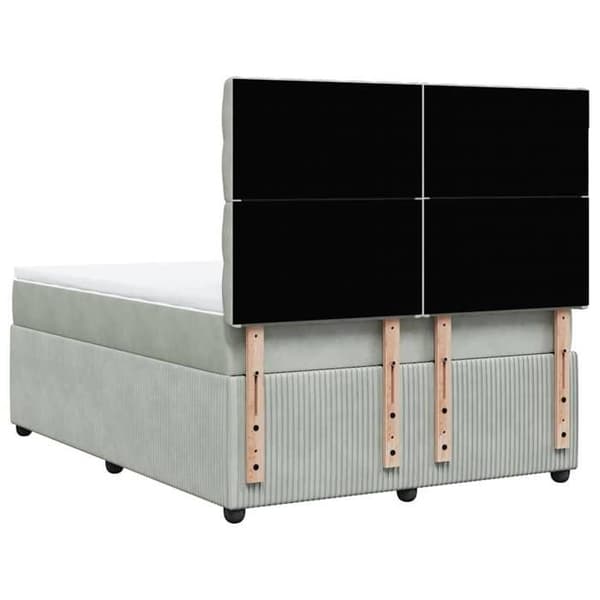 Maison Exclusive - Seng solid bund med socker og madras Grå 160x200cm Velour
