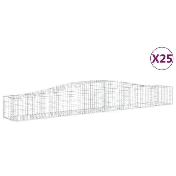 Maison Exclusive - Bågformade gabionkorgar 25 st 400x50x40/60 cm Galvaniserat järn silver-