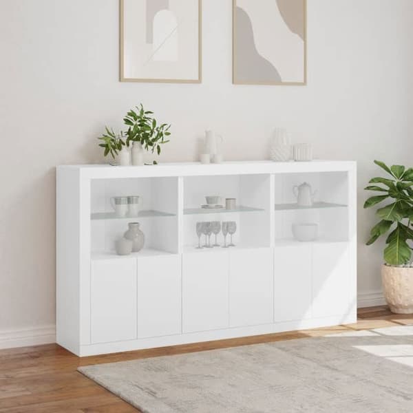 Maison Exclusive - Buffet LED-valoilla valkoinen 181,5x37x100 cm