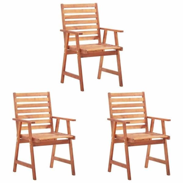 Maison Exclusive - Utomhusmatstolar set om 3 med kuddar i massiv akacia