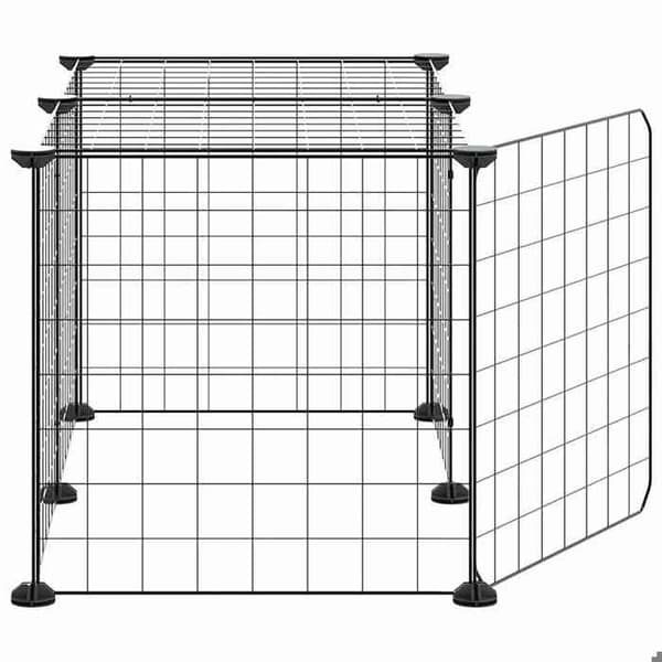 Maison Exclusive - Kæledyrbur med 8 paneler og dør Sort 70x35x35 cm