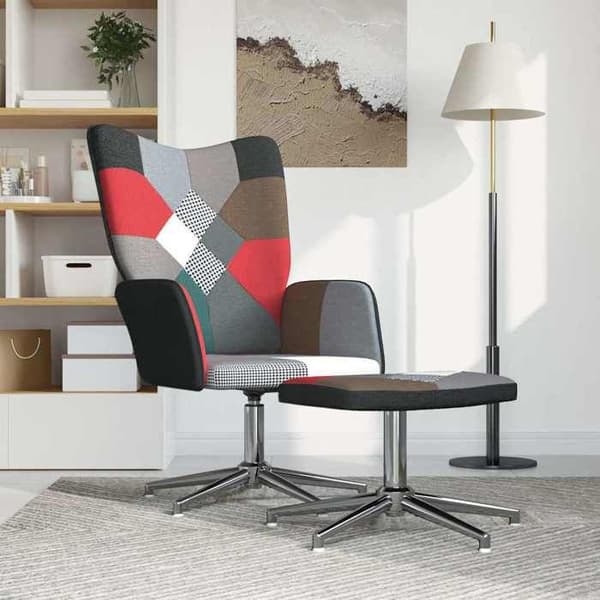 Maison Exclusive - Avkopplingsstol med puff i patchworktyg
