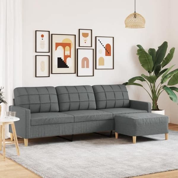 Divaani - MAISON EXCLUSIVE - 3 paikkaa 210 cm - Tummanharmaa - Polyesterikangas - Metallirunko Mörkgrå