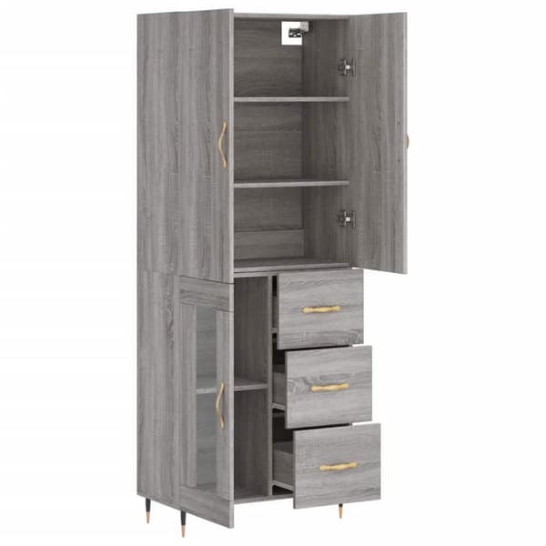 Maison Exclusive - Buffé hög Sonoma grå 69,5x34x180 cm Ingenjörsträ