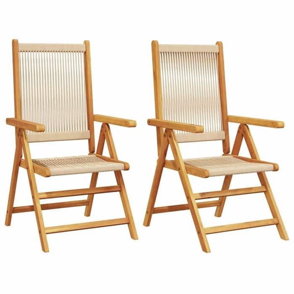 Maison Exclusive - 2 stk. sammenklappelige stole i beige massiv akacietræ og polypropylen beige