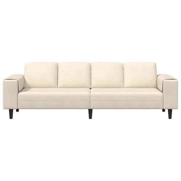 Soffa - EXKLUSIVT HUS - 250 cm - Ribbad sammet - Grädde - Svarta ben Grädde