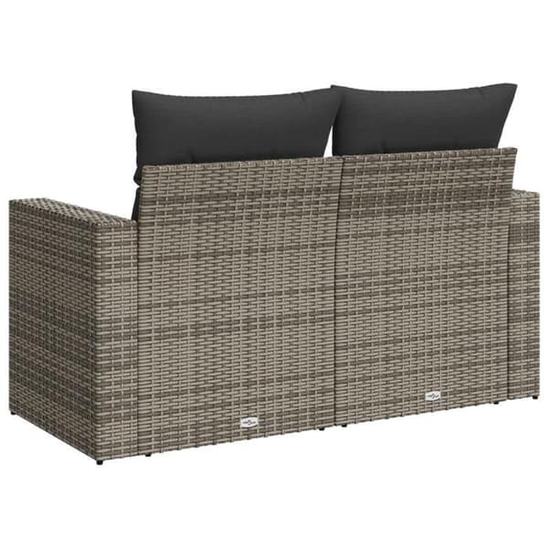Maison Exclusive - Trädgårdssoffa 2 platser med grå kuddar i flätad resin