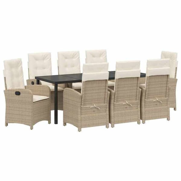 Maison Exclusive - 9 pc spisestue sæt til haven i beige polyrotin beige