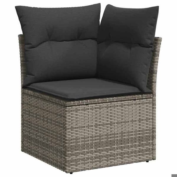 Maison Exclusive - Trädgårdsmöbler med kuddar 7 delar grå flätad resin