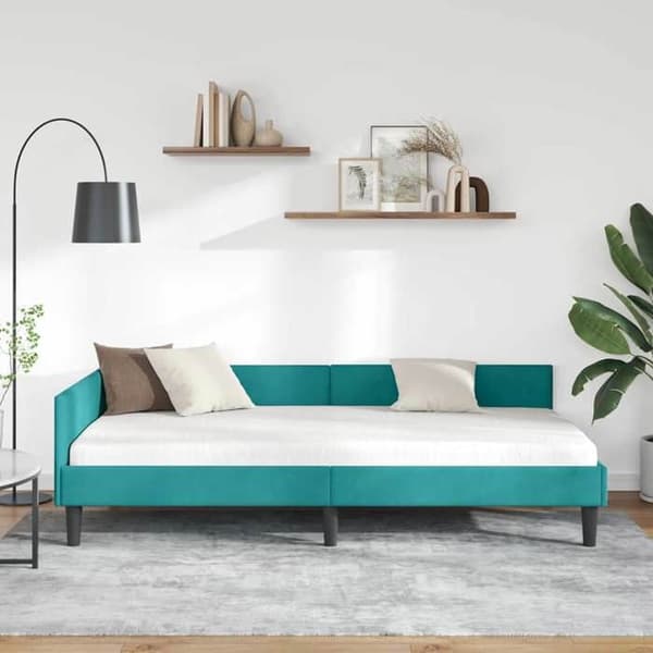Maison Exclusive - Kulmasänky Turkoosi 100 cm x 200 cm Sametti