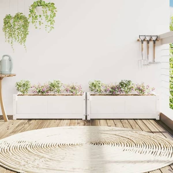 Maison Exclusive - Blomkrukor 2 st vit massiv furu