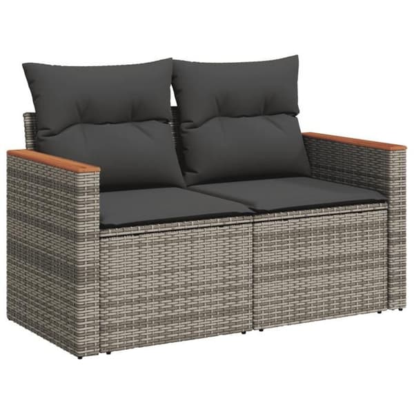 Maison Exclusive - Puutarhakalusteet tyynyillä 7 kpl harmaa punottu muovi grå