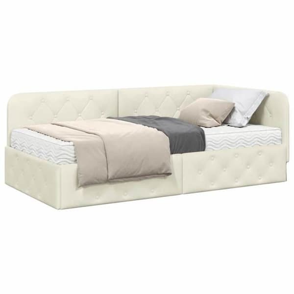 Maison Exclusive - Hörnsängram Creme 90 x 190 cm Sammet