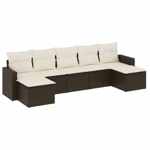 Maison Exclusive - Trädgårdsmöbler med kuddar 7 delar brun flätad resin