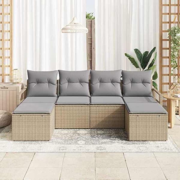 Maison Exclusive - 6 osan sohvasetti beige polyrottinki