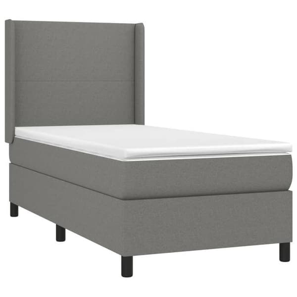 Maison Exclusive - Sängbotten med ribbor och mörkgrå madrass 100x200cm Tyg
