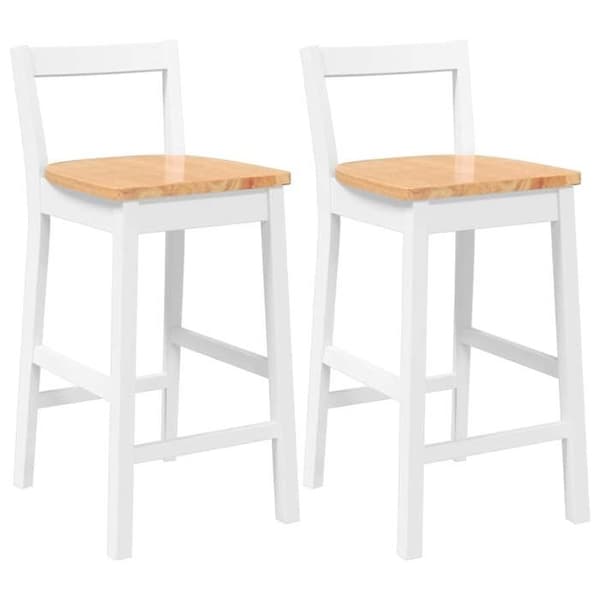 Maison Exclusive - Barstolar (set om 2) i massivt vitt trä och gummi