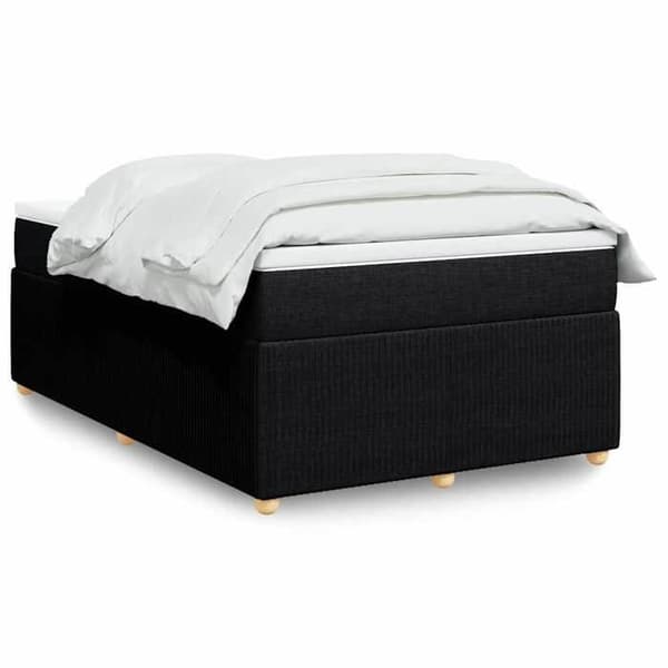 Maison Exclusive - Sengebund med lameller og sort madras 120x190 cm stof